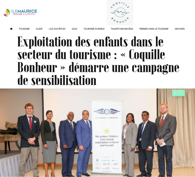 Coquille Bonheur Launches Campaign Against Child Exploitation in Tourism